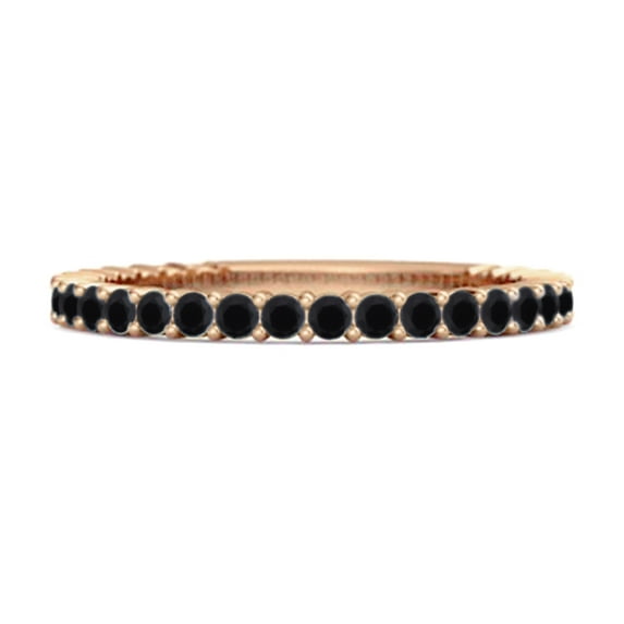 925 Sterling Silver Rose Vermeil Stacking Women Valentines Day Gifts Ring 0.60 Ct Black Spinel Eternity Raquel