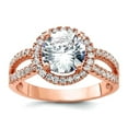 thumbnail image 1 of 925 Sterling Silver Rose-tone 8mm Center Cubic Zirconia Halo Ring Size 7 Ring for Women, 1 of 2