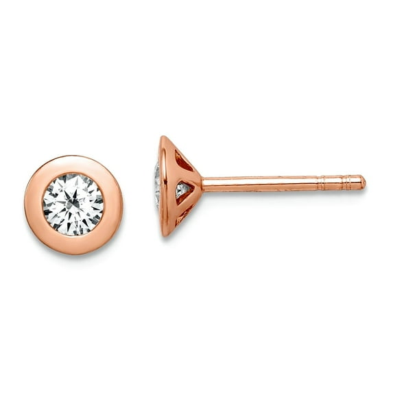 925 Sterling Silver Rose-tone Brushed Cubic Zirconia Post Earrings 5.5x5.5mm Wide Stud Earring for Women