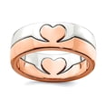 thumbnail image 1 of 925 Sterling Silver Rose-tone Double Love Heart Ring Size 6 Statement Ring for Women - 7.0 Grams, 1 of 2