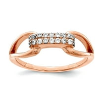 925 Sterling Silver Rose-tone Rectangular Cubic Zirconia Ring Size 8 Ring for Women