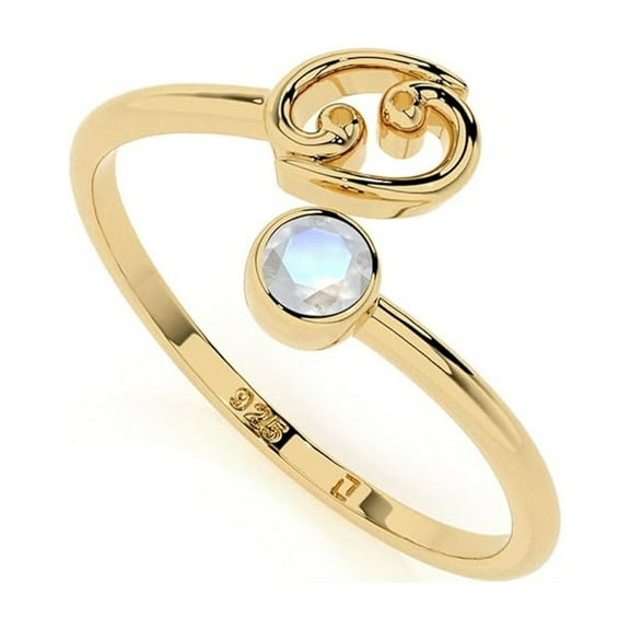 925 Sterling Silver Round 0.4 Ctw Moonstone Cancer Zodiac Birthstone Women Weddding Engagement Ring_7