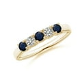 thumbnail image 1 of 925 Silver Yellow Plated 0.45 Ctw Blue Sapphire Eternity Band Valentine Day Ring Size US- 10.5, 1 of 5