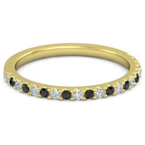 925 Sterling Silver Round 0.58 Ctw Black Spinel Eternity Gold Plated Women Ring