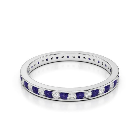 925 Sterling Silver Round 0.70 Ctw Tanzanite Gemstone Full Eternity Band Women Engagement Ring, Stacking Gift for Her Ring_10.5