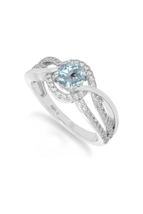 925 Sterling Silver Round 0.8 Ctw Aquamarine Cluster Women Wedding Ring,Engagement Ring -Gift For Her_6