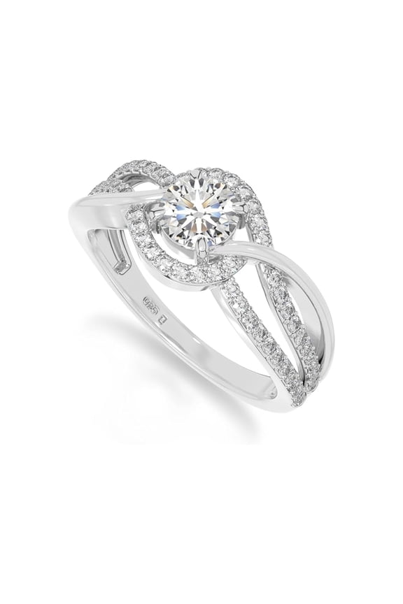 925 Sterling Silver Round 0.8 Ctw Moissanite Cluster Women Wedding Ring,Engagement Ring -Gift For Her_6.5