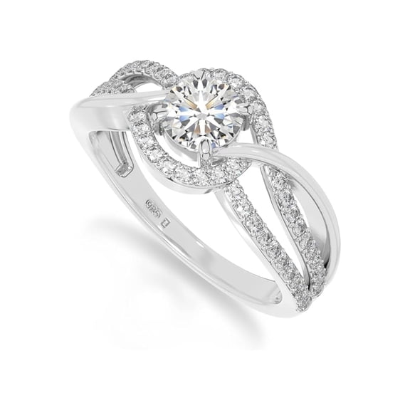 925 Sterling Silver Round 0.8 Ctw Moissanite Cluster Women Wedding Ring,Engagement Ring -Gift For Her_9.5