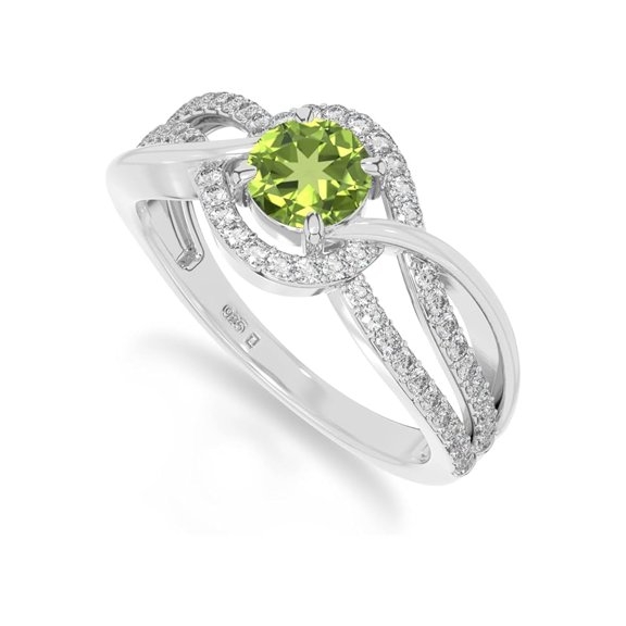 925 Sterling Silver Round 0.8 Ctw Peridot Gemstone Cluster Women Wedding Ring,Engagement Ring -Gift For Her_9