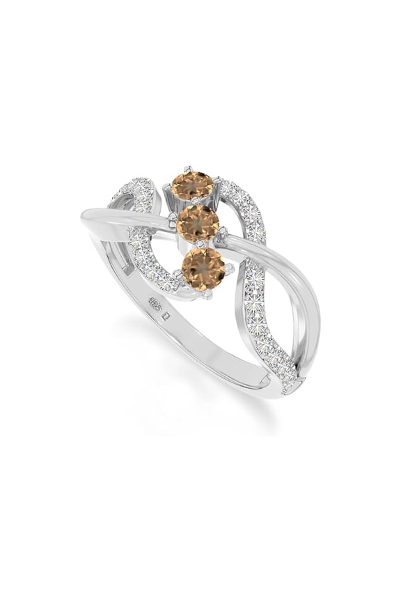 925 Sterling Silver Round 0.9 Ctw Citrine Gemstone Three Stone Cluster Style Women Engagement Ring, Anniversary Promise Rings, Gift For Her_8