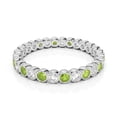thumbnail image 1 of 925 Sterling Silver Round 1.10 Ctw Peridot Gemstone Full Eternity Band Women Wedding Ring – Stackable Band Engagement Rings, 1 of 1