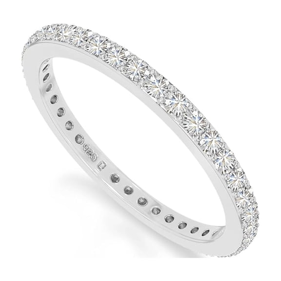 925 Sterling Silver Round 1.5 Ct Moissanite Gemstone Eternity Women Wedding Ring, Stacking Rings, Gift For Her_5