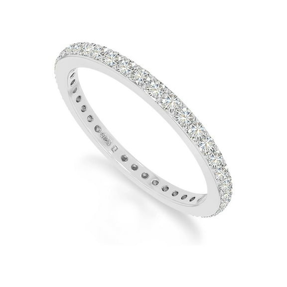925 Sterling Silver Round 1.5 Ct Moissanite Gemstone Eternity Women Wedding Ring, Stacking Rings, Gift For Her_9.5