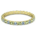 thumbnail image 1 of 925 Sterling Silver Round 2.5 MM Peridot With Blue Topaz Women Ring Eternity Band Yellow Plated, 1 of 4