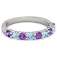 thumbnail image 1 of 925 Sterling Silver Round 2.50 MM Amethyst Blue Topaz Half Eternity Women Stackable Ring Size US- 10, 1 of 5
