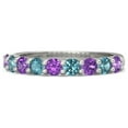 thumbnail image 1 of 925 Sterling Silver Round 2.50 MM Amethyst London Blue Topaz Eternity Band Women Ring, 1 of 4