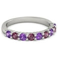 thumbnail image 1 of 925 Sterling Silver Round 2.50 MM Amethyst Rhodolite Half Eternity Women Stackable Ring, 1 of 4