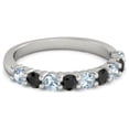 thumbnail image 1 of 925 Sterling Silver Round 2.50 MM Aquamarine Black Spinel Eternity Women Stackable Ring, 1 of 4