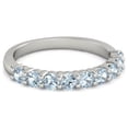 thumbnail image 1 of 925 Sterling Silver Round 2.50 MM Aquamarine Half Eternity Women Stackable Wedding Ring, 1 of 4