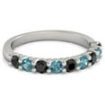 thumbnail image 1 of 925 Sterling Silver Round 2.50 MM Black Spinel London Blue Topaz Eternity Band Women Ring, 1 of 4