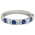 thumbnail image 1 of 925 Sterling Silver Round 2.50 MM Blue Sapphire Aquamarine Eternity Band Women Ring, 1 of 4
