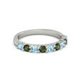 thumbnail image 1 of 925 Sterling Silver Round 2.50 MM Blue Topaz Green Apatite Eternity Women Ring, 1 of 5