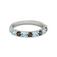 thumbnail image 1 of 925 Sterling Silver Round 2.50 MM Blue Topaz Smoky Quartz Eternity Women Ring, 1 of 4