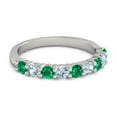 thumbnail image 1 of 925 Sterling Silver Round 2.50 MM Emerald Aquamarine Half Eternity Women Ring, 1 of 4