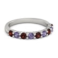 thumbnail image 1 of 925 Sterling Silver Round 2.50 MM Garnet Iolite Eternity Women Wedding Ring, 1 of 4