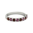 thumbnail image 1 of 925 Sterling Silver Round 2.50 MM Garnet Rhodolite Half Eternity Women Ring, 1 of 5