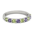 thumbnail image 1 of 925 Sterling Silver Round 2.50 MM Peridot Iolite Half Eternity Women Ring, 1 of 4