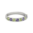 thumbnail image 1 of 925 Sterling Silver Round 2.50 MM Peridot Iolite Half Eternity Women Ring, 1 of 5