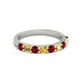 thumbnail image 1 of 925 Sterling Silver Round 2.50 MM Ruby Citrine Half Eternity Women Wedding Ring, 1 of 4