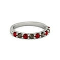 thumbnail image 1 of 925 Sterling Silver Round 2.50 MM Ruby Smoky Quartz Half Eternity Women Ring, 1 of 4