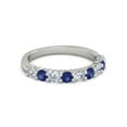 thumbnail image 1 of 925 Sterling Silver Round 2.50 MM White Cz Blue Sapphire Eternity Women Ring Size US- 9.5, 1 of 5