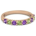 thumbnail image 1 of 925 Sterling Silver Round 2.5MM Amethyst Peridot Eternity Rose Plated Women Ring, 1 of 4