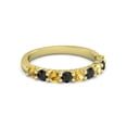 thumbnail image 1 of 925 Sterling Silver Round 2.5MM Citrine Black Spinel Eternity Yellow Plated Ring, 1 of 4