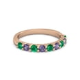 thumbnail image 1 of 925 Sterling Silver Round 2.5MM Emerald Iolite Eternity Rose Plated Women Ring, 1 of 5
