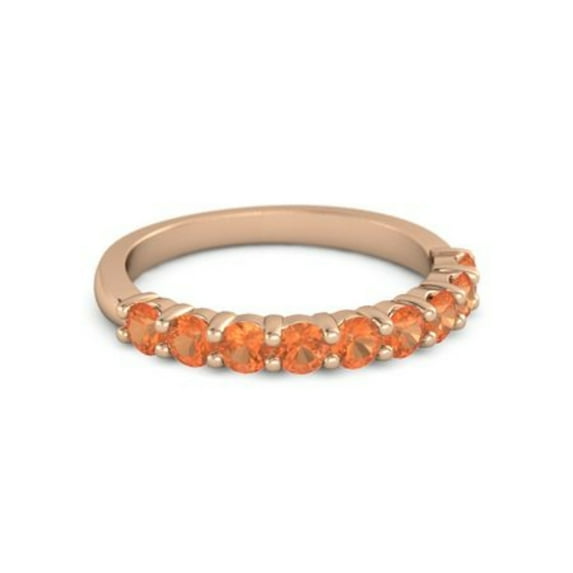 925 Sterling Silver Round 2.5MM Fire Opal Eternity Rose Plated Women Ring