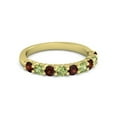 thumbnail image 1 of 925 Sterling Silver Round 2.5MM Garnet Peridot Eternity Yellow Plated Women Ring, 1 of 4