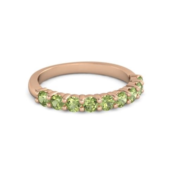 925 Sterling Silver Round 2.5MM Peridot Eternity Rose Plated Women Wedding Ring