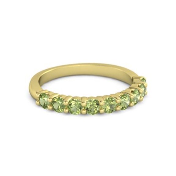 925 Sterling Silver Round 2.5MM Pink Spinel Eternity Yellow Plated Women Ring