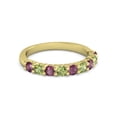 thumbnail image 1 of 925 Sterling Silver Round 2.5MM Rhodolite Peridot Eternity Yellow Plated Ring, 1 of 4