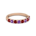 thumbnail image 1 of 925 Sterling Silver Round 2.5MM Ruby Amethyst Eternity Rose Plated Women Ring, 1 of 4