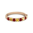 thumbnail image 1 of 925 Sterling Silver Round 2.5MM Ruby Citrine Eternity Rose Plated Women Ring, 1 of 5