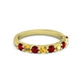 thumbnail image 1 of 925 Sterling Silver Round 2.5MM Ruby Citrine Eternity Yellow Plated Women Ring, 1 of 4