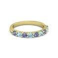 thumbnail image 1 of 925 Sterling Silver Round 2.5MM Tanzanite Blue Topaz Eternity Yellow Plated Ring, 1 of 4