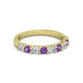 thumbnail image 1 of 925 Sterling Silver Round 2.5MM White Cz Amethyst Eternity Yellow Plated Ring, 1 of 4
