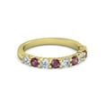 thumbnail image 1 of 925 Sterling Silver Round 2.5MM White Cz Rhodolite Eternity Yellow Plated Ring, 1 of 4