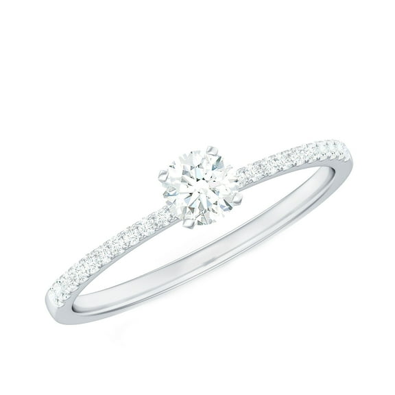 925 Sterling Silver Round 5mm Moissanite Solitaire with Accents Engagement Wedding Women Ring